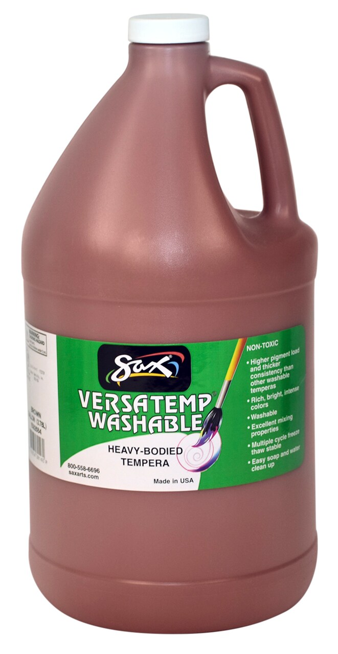 Sax Versatemp Washable Heavy-Bodied Tempera Paint, 1 Gallon, Brown